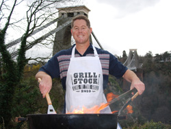 Mike BBQing infront of the Clifton suspension bridge